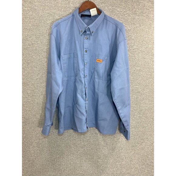 Marv Holland Button Down Shirt Men Size 3XLR Blue Long Sleeve Firewall Workwear - Picture 10 of 11